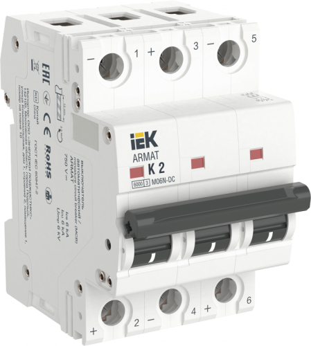 ARMAT Авт. выкл. M06N-DC 3P K 2А IEK | код AR-M06N-3-K002DC | IEK
