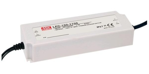 Источник питания AC-DC, 151.2Вт, вход 180...305 В AC, стабилизация тока, выход 3150мА/24...48В, изоляция 3000В AC, пластик IP67 191х63х37.5мм, -25…+50С | код LPC-150-3150 | MeanWell
